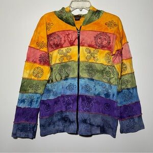 Rising International Womens Medium Hoodie Sweatshirt Patchwork Fairy Hippie